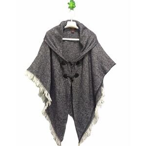 Johnston & Murphy Toggle Closure Blue Gray Poncho Fringe One Size OS